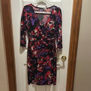 Floral Wrap Dress - Black and Red